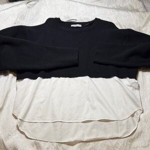 Zara black  and White Colorblock Sweater for women size M over size